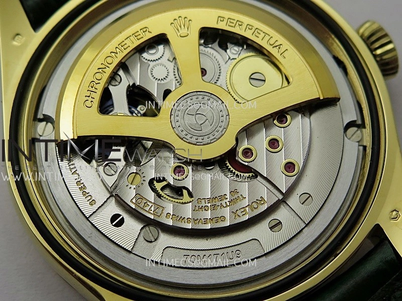 Perpetual 1908 52509 39mm YG 8+F Green Dial On Green Leather Strap A7140