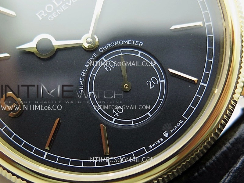 Perpetual 1908 52509 39mm YG ESF Black Dial On Black Leather Strap A7140