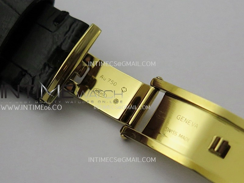 Perpetual 1908 52509 39mm YG ESF Black Dial On Black Leather Strap A7140