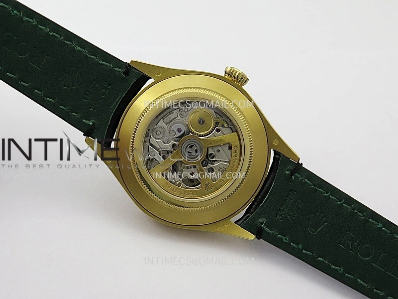 Perpetual 1908 52509 39mm YG ESF Black Dial On Black Leather Strap A7140