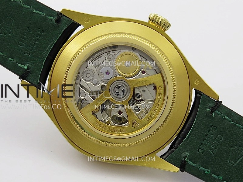 Perpetual 1908 52509 39mm YG ESF Black Dial On Black Leather Strap A7140