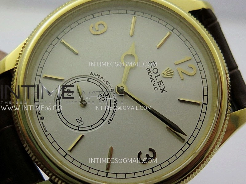 Perpetual 1908 52509 39mm YG ESF White Dial On Brown Leather Strap A7140
