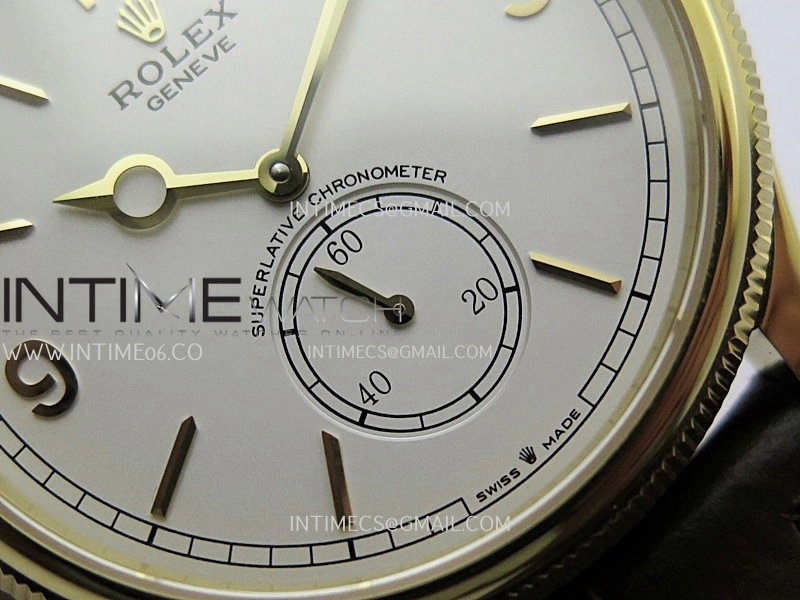 Perpetual 1908 52509 39mm YG ESF White Dial On Brown Leather Strap A7140
