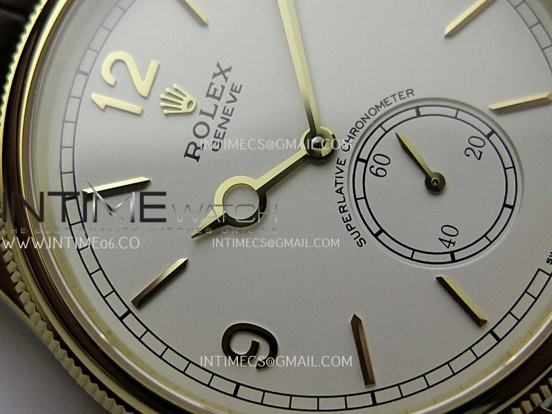 Perpetual 1908 52509 39mm YG ESF White Dial On Brown Leather Strap A7140