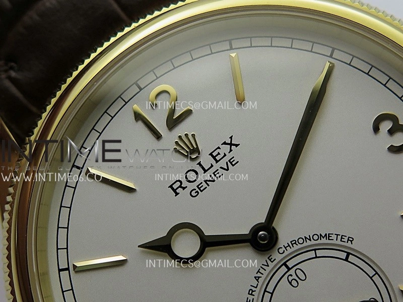 Perpetual 1908 52509 39mm YG ESF White Dial On Brown Leather Strap A7140