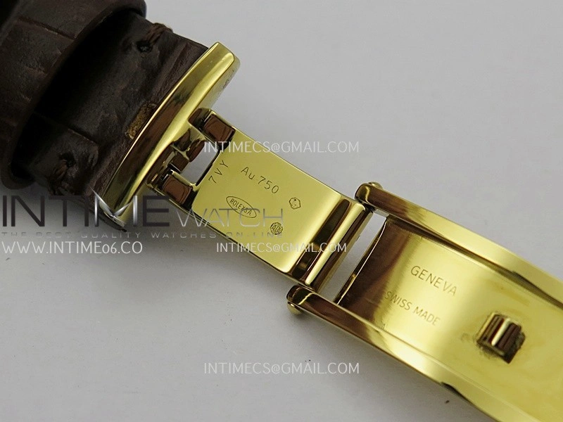 Perpetual 1908 52509 39mm YG ESF White Dial On Brown Leather Strap A7140