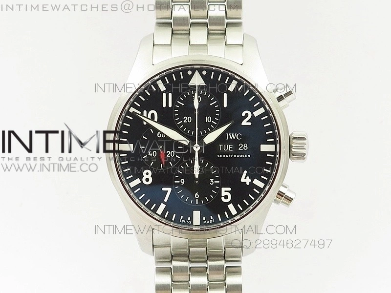 Pilot Chrono 2016 IW377710 ZF 1:1 Best Edition Black Dial on SS Bracelet A7750 V2