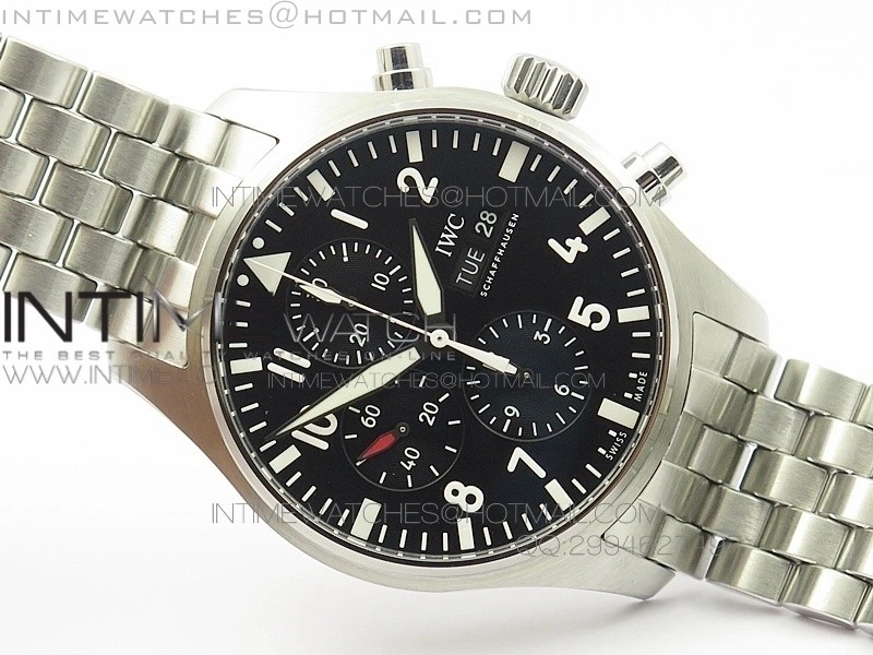 Pilot Chrono 2016 IW377710 ZF 1:1 Best Edition Black Dial on SS Bracelet A7750 V2