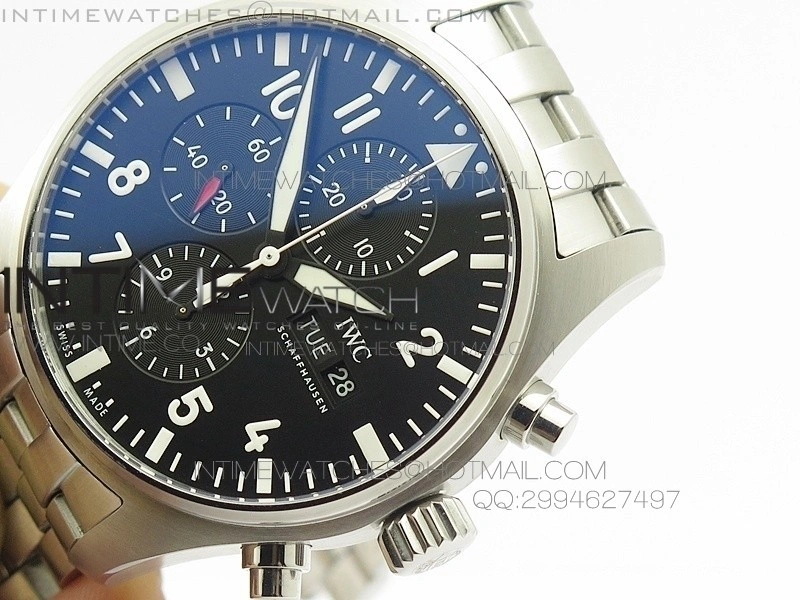 Pilot Chrono 2016 IW377710 ZF 1:1 Best Edition Black Dial on SS Bracelet A7750 V2