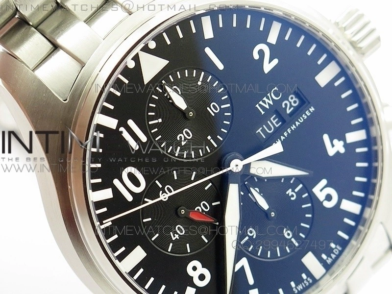 Pilot Chrono 2016 IW377710 ZF 1:1 Best Edition Black Dial on SS Bracelet A7750 V2