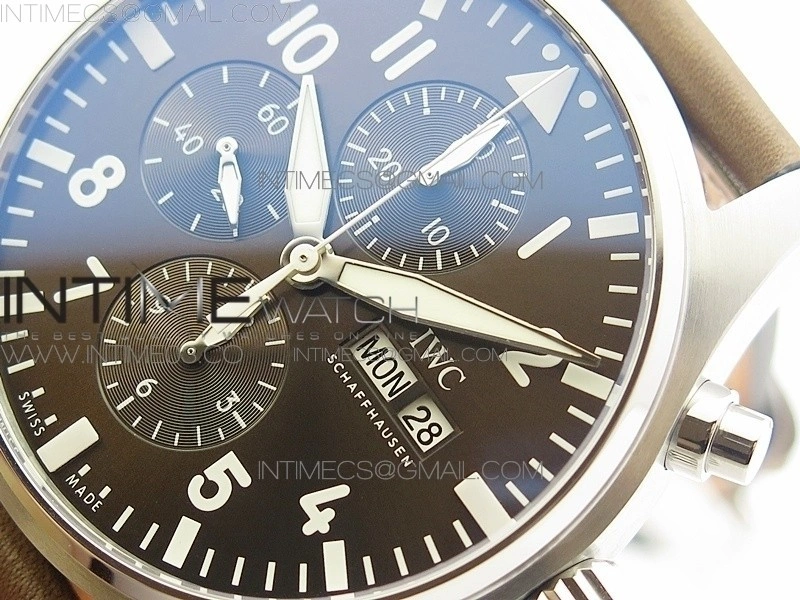 Pilot Chrono IW377713 ZF 1:1 Best Edition Brown Dial on Brown Leather Strap A7750