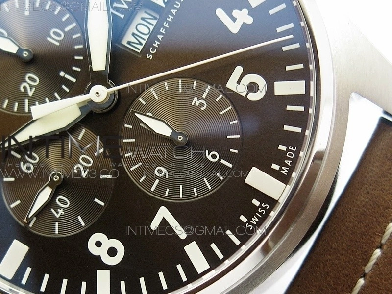 Pilot Chrono IW377713 ZF 1:1 Best Edition Brown Dial on Brown Leather Strap A7750