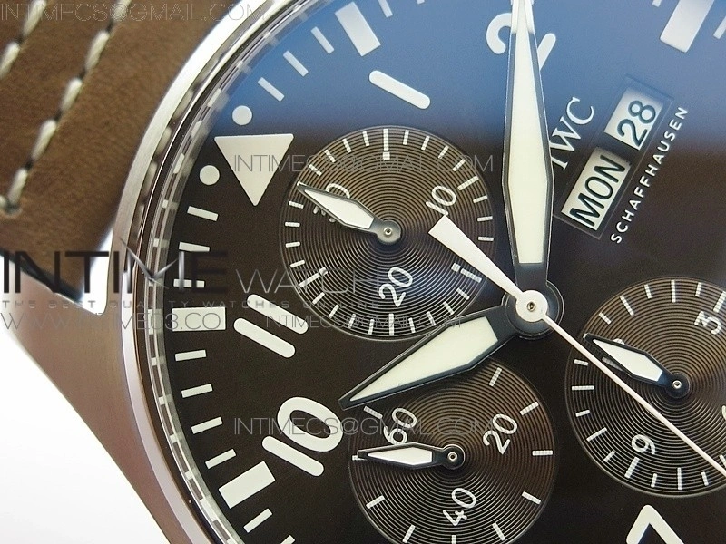 Pilot Chrono IW377713 ZF 1:1 Best Edition Brown Dial on Brown Leather Strap A7750