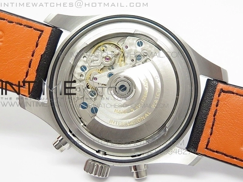 Pilot Chrono SS IW377709 ZF Best Edition Black Dial on Black Leather Strap A7750