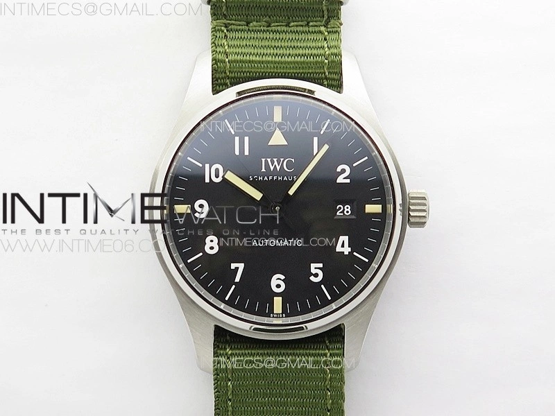 Pilot Mark SS M+ 1:1 Best Edition Black Dial on Green Nylon Strap A2892