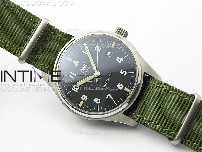 Pilot Mark SS M+ 1:1 Best Edition Black Dial on Green Nylon Strap A2892