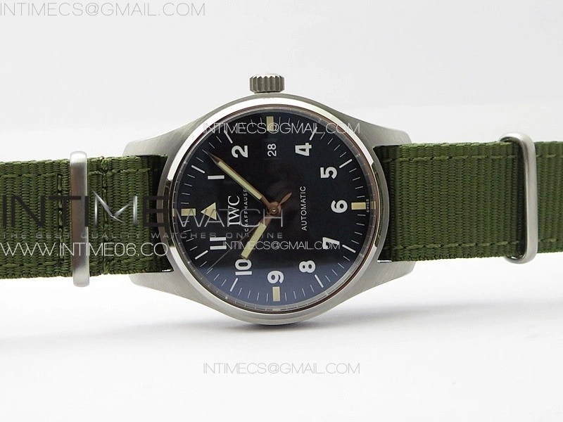 Pilot Mark SS M+ 1:1 Best Edition Black Dial on Green Nylon Strap A2892