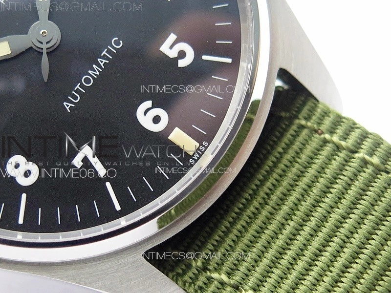 Pilot Mark SS M+ 1:1 Best Edition Black Dial on Green Nylon Strap A2892