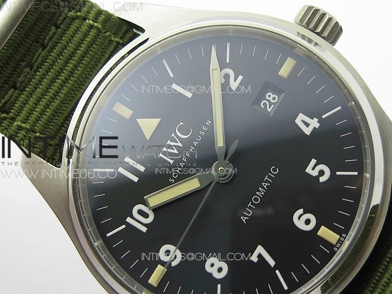 Pilot Mark SS M+ 1:1 Best Edition Black Dial on Green Nylon Strap A2892