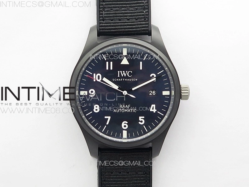 Pilot's Watch RAAF Black Ceramic M+F 1:1 Best Edition on Blue Nylon Strap A2892