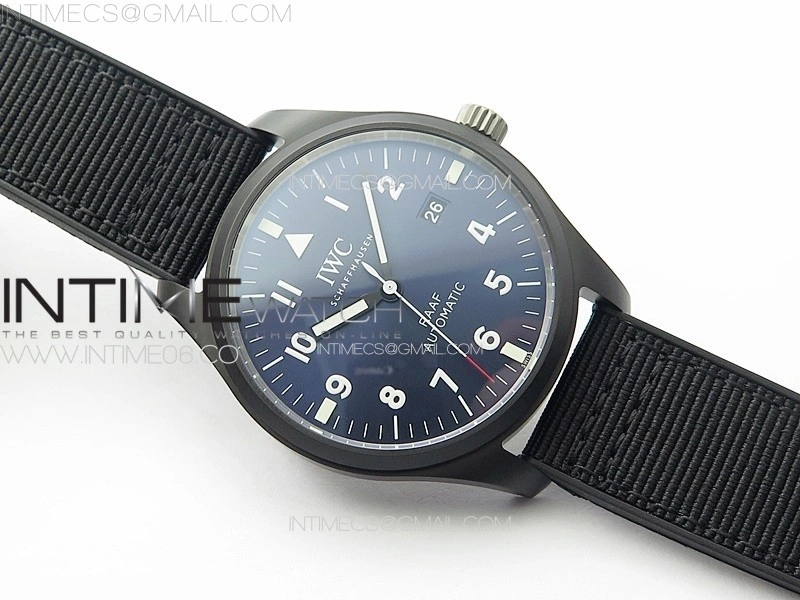 Pilot's Watch RAAF Black Ceramic M+F 1:1 Best Edition on Blue Nylon Strap A2892