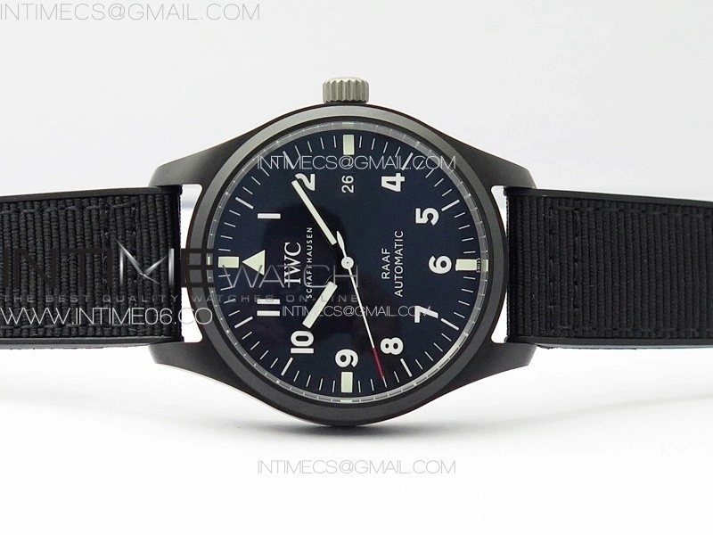 Pilot's Watch RAAF Black Ceramic M+F 1:1 Best Edition on Blue Nylon Strap A2892