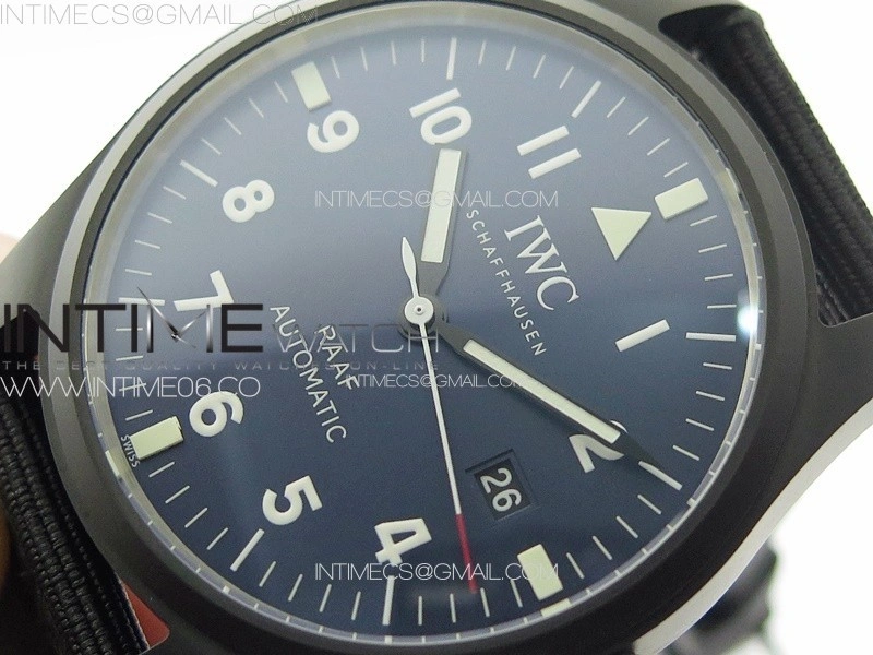 Pilot's Watch RAAF Black Ceramic M+F 1:1 Best Edition on Blue Nylon Strap A2892