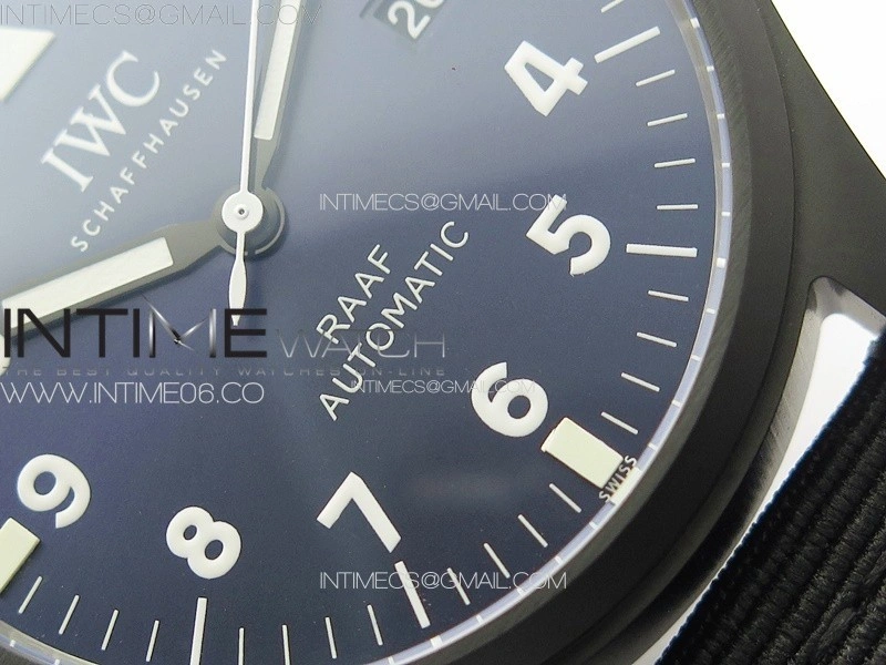 Pilot's Watch RAAF Black Ceramic M+F 1:1 Best Edition on Blue Nylon Strap A2892