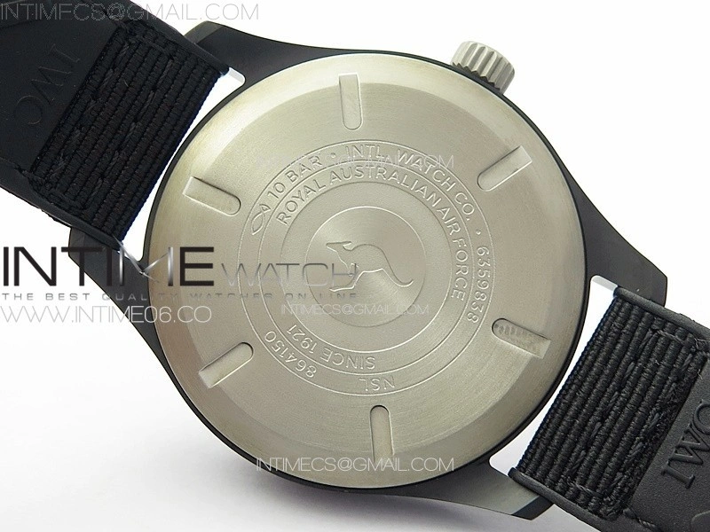 Pilot's Watch RAAF Black Ceramic M+F 1:1 Best Edition on Blue Nylon Strap A2892
