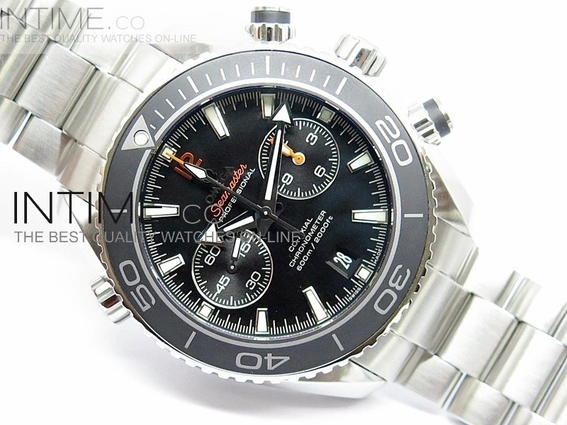 Planet Ocean 45mm Black Bezel Orange Number SS BP 1:1 Best Edition on SS A7750