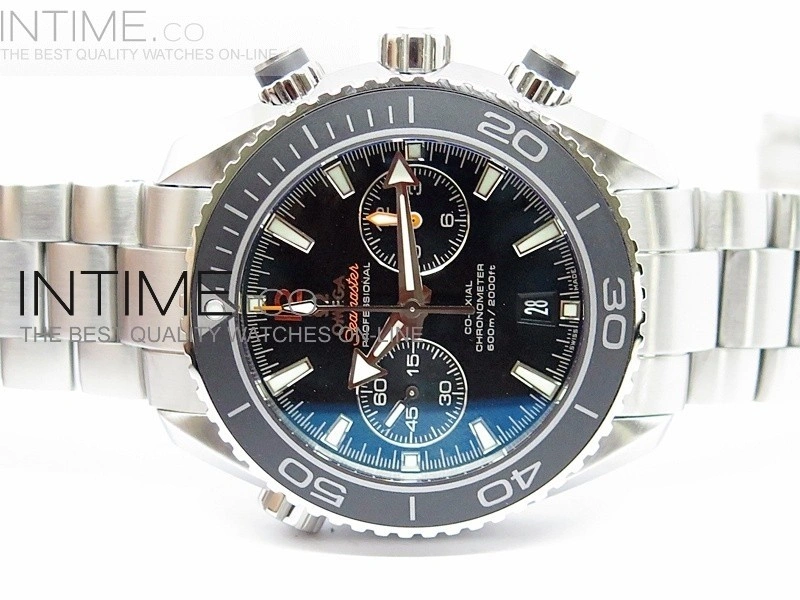 Planet Ocean 45mm Black Bezel Orange Number SS BP 1:1 Best Edition on SS A7750