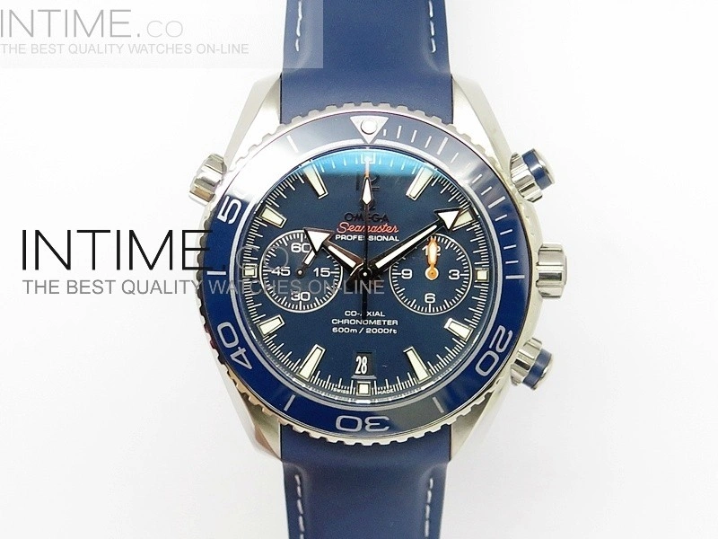 Planet Ocean 45mm Blue Ceramic Bezel Ti BP 1:1 Best Edition on Rubber A7750