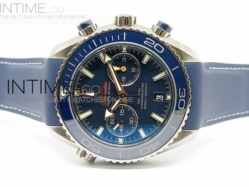 Planet Ocean 45mm Blue Ceramic Bezel Ti BP 1:1 Best Edition on Rubber A7750