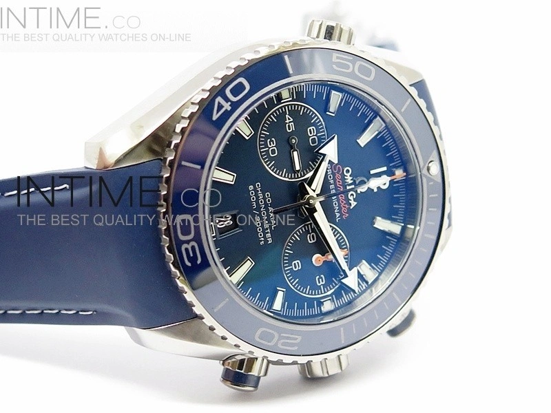 Planet Ocean 45mm Blue Ceramic Bezel Ti BP 1:1 Best Edition on Rubber A7750