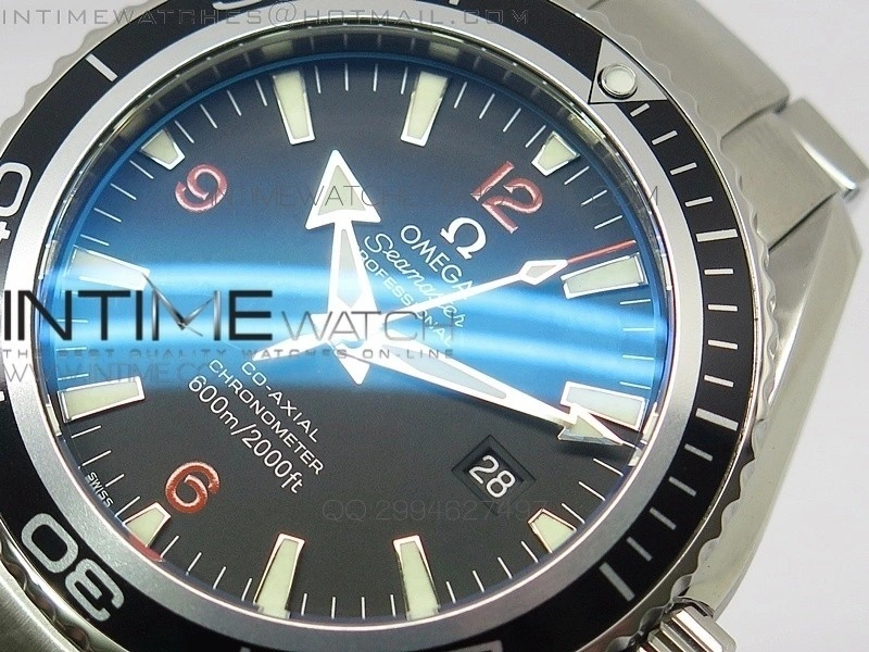 Planet Ocean 45mm Ultimate Edition SS Black Orange Dial on Bracelet A2824