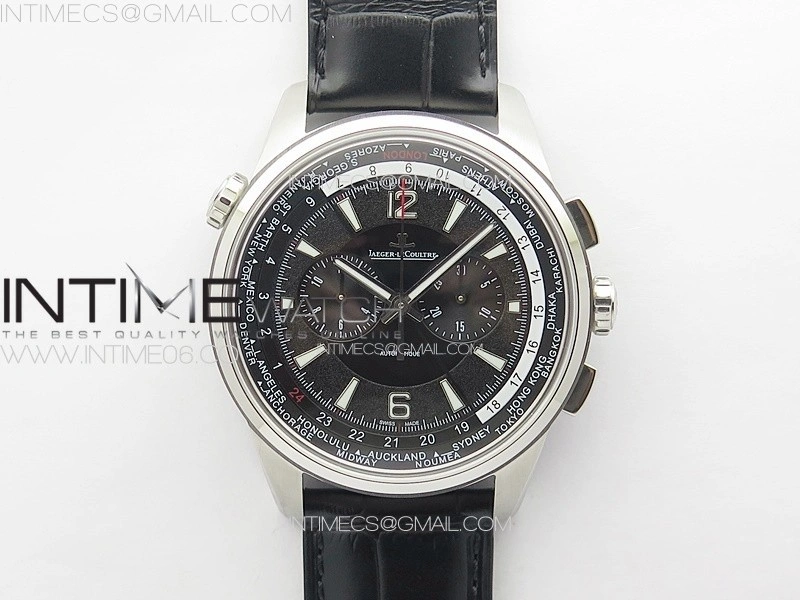 Polaris Chrono SS HKF Best Edition Black Dial on Black Leather Strap A752A