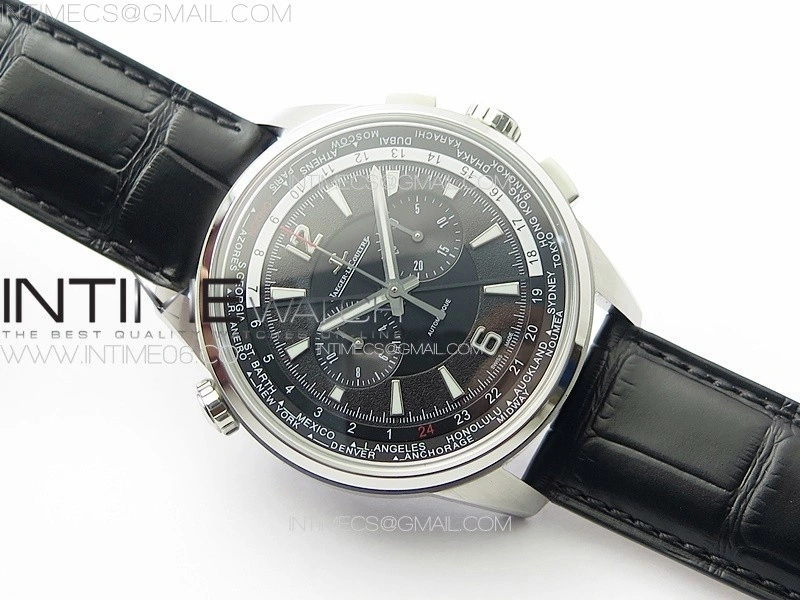 Polaris Chrono SS HKF Best Edition Black Dial on Black Leather Strap A752A