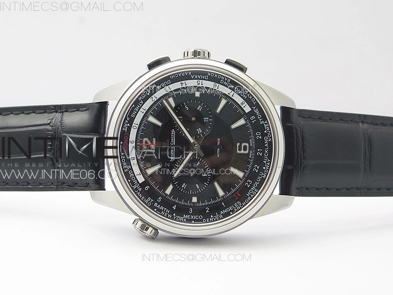 Polaris Chrono SS HKF Best Edition Black Dial on Black Leather Strap A752A