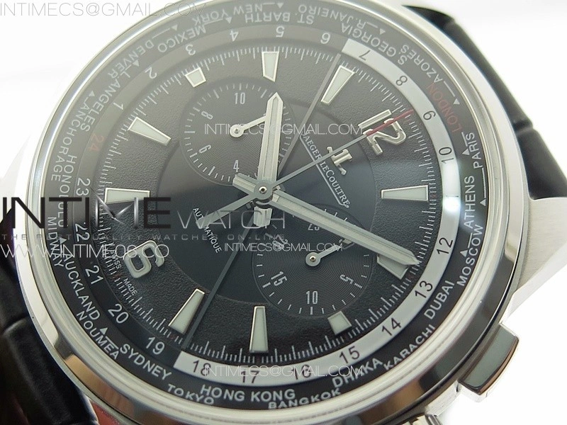 Polaris Chrono SS HKF Best Edition Black Dial on Black Leather Strap A752A