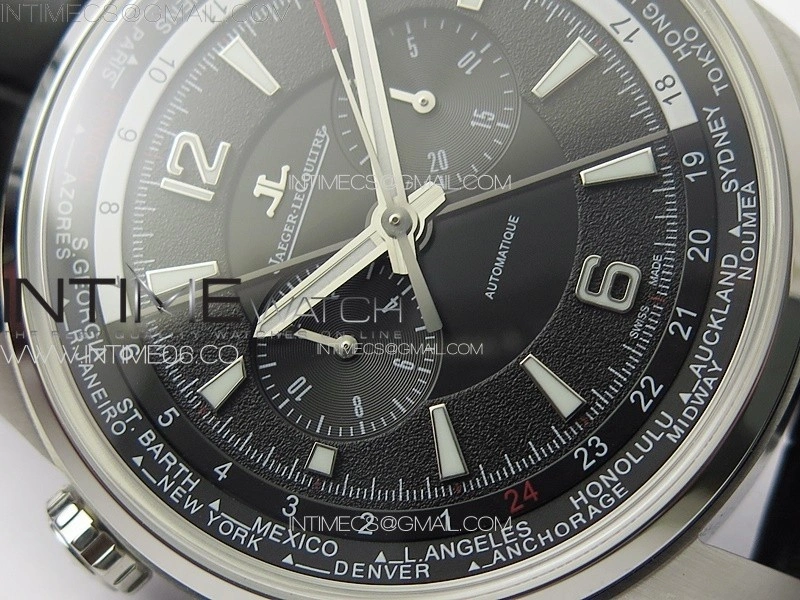 Polaris Chrono SS HKF Best Edition Black Dial on Black Leather Strap A752A