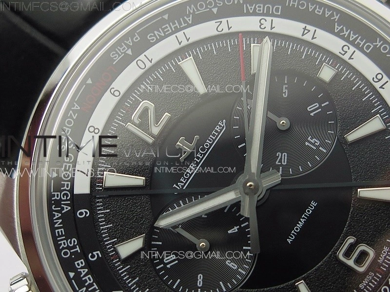 Polaris Chrono SS HKF Best Edition Black Dial on Black Leather Strap A752A