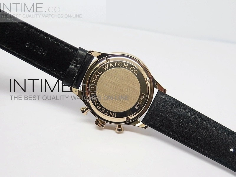 Portuguese 40mm Chrono RG Gray Dial Black Subdial on Leather Strap A7750