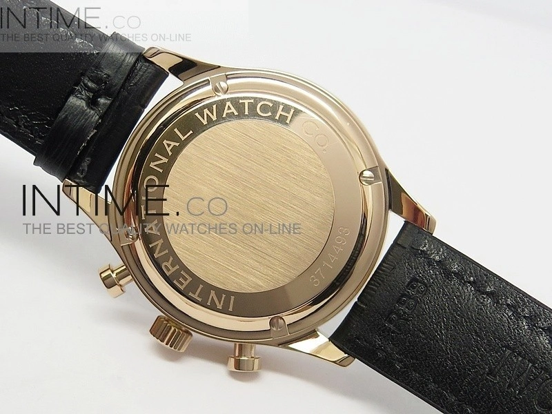 Portuguese 40mm Chrono RG Gray Dial Black Subdial on Leather Strap A7750