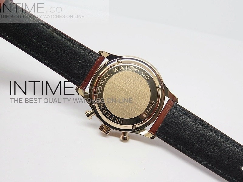 Portuguese 40mm Chrono RG White Dial on Leather Strap A7750