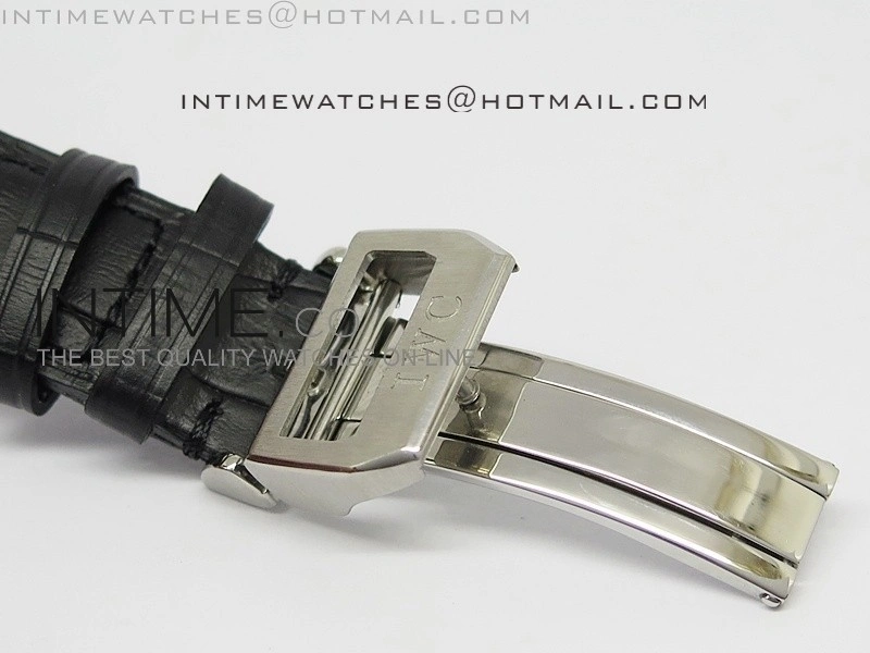 Portuguese 40mm Chrono SS Black Dial Sliver subdial on Leather Strap A7750