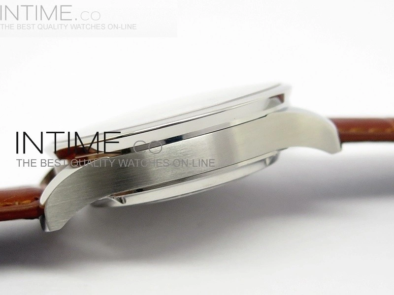 Portuguese 40mm Chrono SS Brown Dial Sliver subdial on Leather Strap A7750