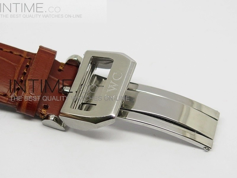 Portuguese 40mm Chrono SS Brown Dial Sliver subdial on Leather Strap A7750