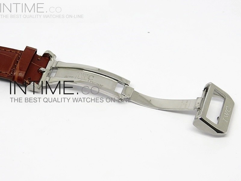Portuguese 40mm Chrono SS Brown Dial Sliver subdial on Leather Strap A7750
