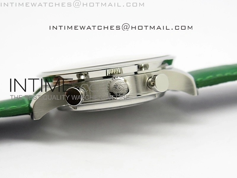 Portuguese 40mm Chrono SS Green Dial on Leather Strap A7750