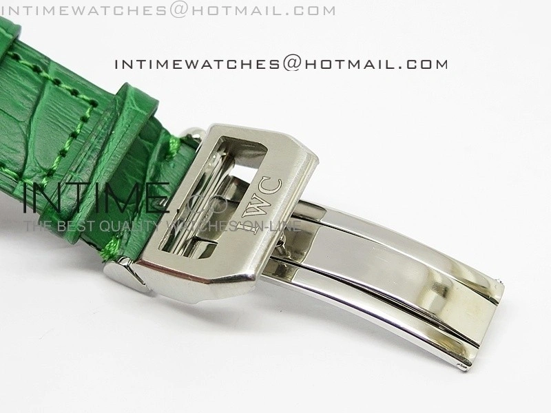 Portuguese 40mm Chrono SS Green Dial on Leather Strap A7750